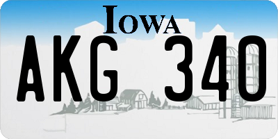 IA license plate AKG340