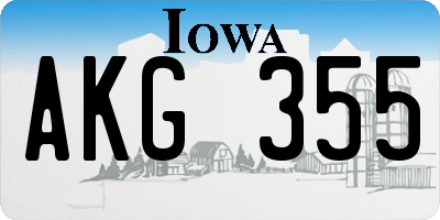 IA license plate AKG355