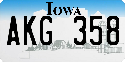 IA license plate AKG358
