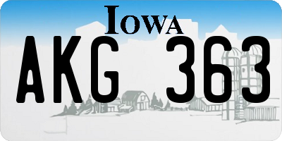 IA license plate AKG363