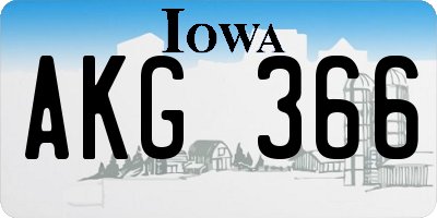 IA license plate AKG366