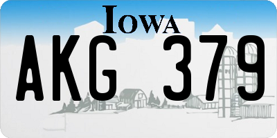 IA license plate AKG379