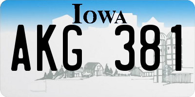 IA license plate AKG381
