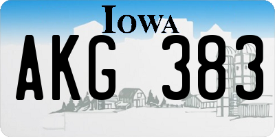 IA license plate AKG383