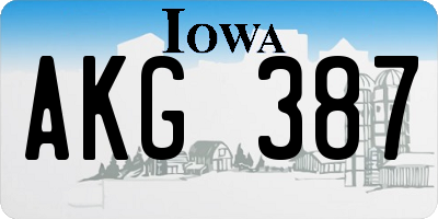 IA license plate AKG387