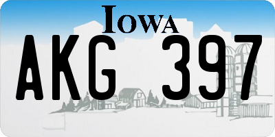 IA license plate AKG397