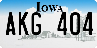 IA license plate AKG404