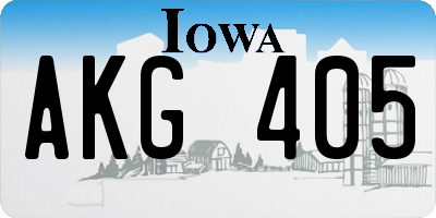 IA license plate AKG405