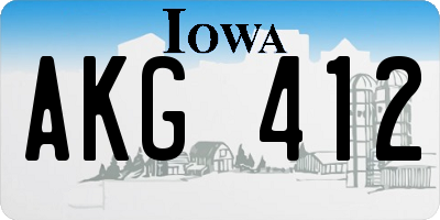 IA license plate AKG412