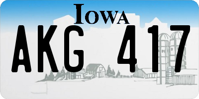 IA license plate AKG417