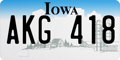 IA license plate AKG418