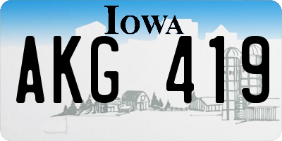 IA license plate AKG419