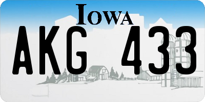 IA license plate AKG433