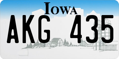 IA license plate AKG435