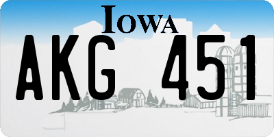 IA license plate AKG451