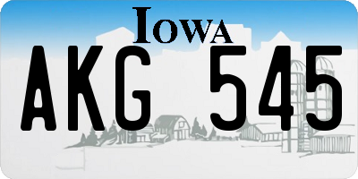 IA license plate AKG545