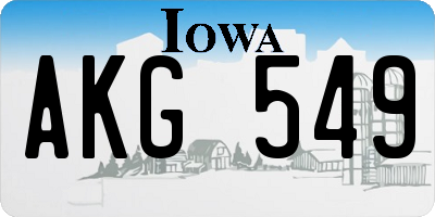 IA license plate AKG549