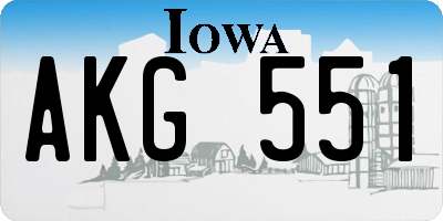 IA license plate AKG551