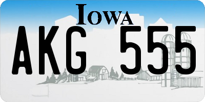 IA license plate AKG555