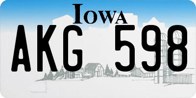 IA license plate AKG598