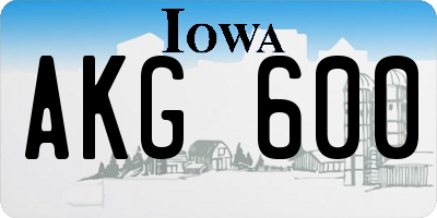 IA license plate AKG600