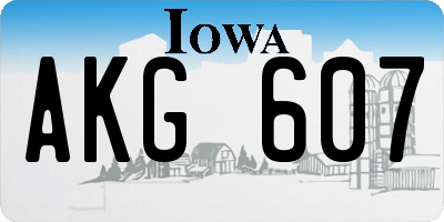 IA license plate AKG607