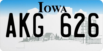 IA license plate AKG626