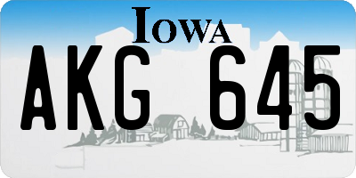 IA license plate AKG645