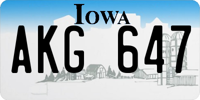 IA license plate AKG647