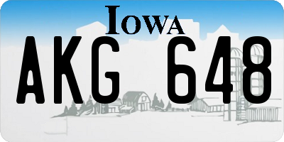 IA license plate AKG648