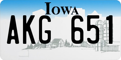 IA license plate AKG651