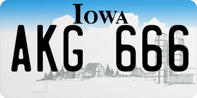 IA license plate AKG666