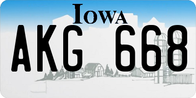 IA license plate AKG668