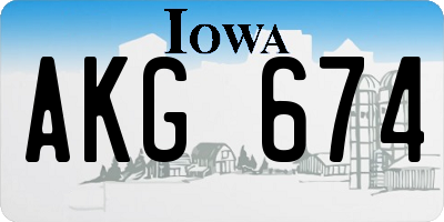 IA license plate AKG674