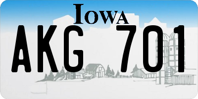 IA license plate AKG701