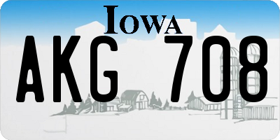 IA license plate AKG708