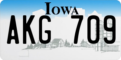 IA license plate AKG709