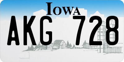 IA license plate AKG728