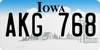 IA license plate AKG768