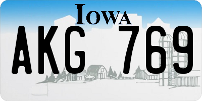 IA license plate AKG769