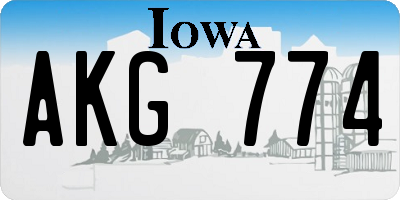 IA license plate AKG774