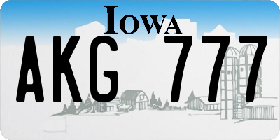 IA license plate AKG777