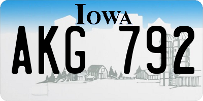 IA license plate AKG792