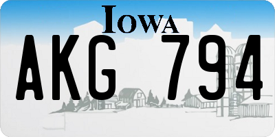 IA license plate AKG794