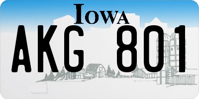 IA license plate AKG801