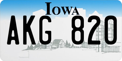 IA license plate AKG820