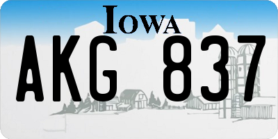 IA license plate AKG837