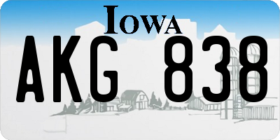 IA license plate AKG838