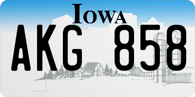 IA license plate AKG858