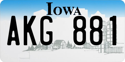 IA license plate AKG881